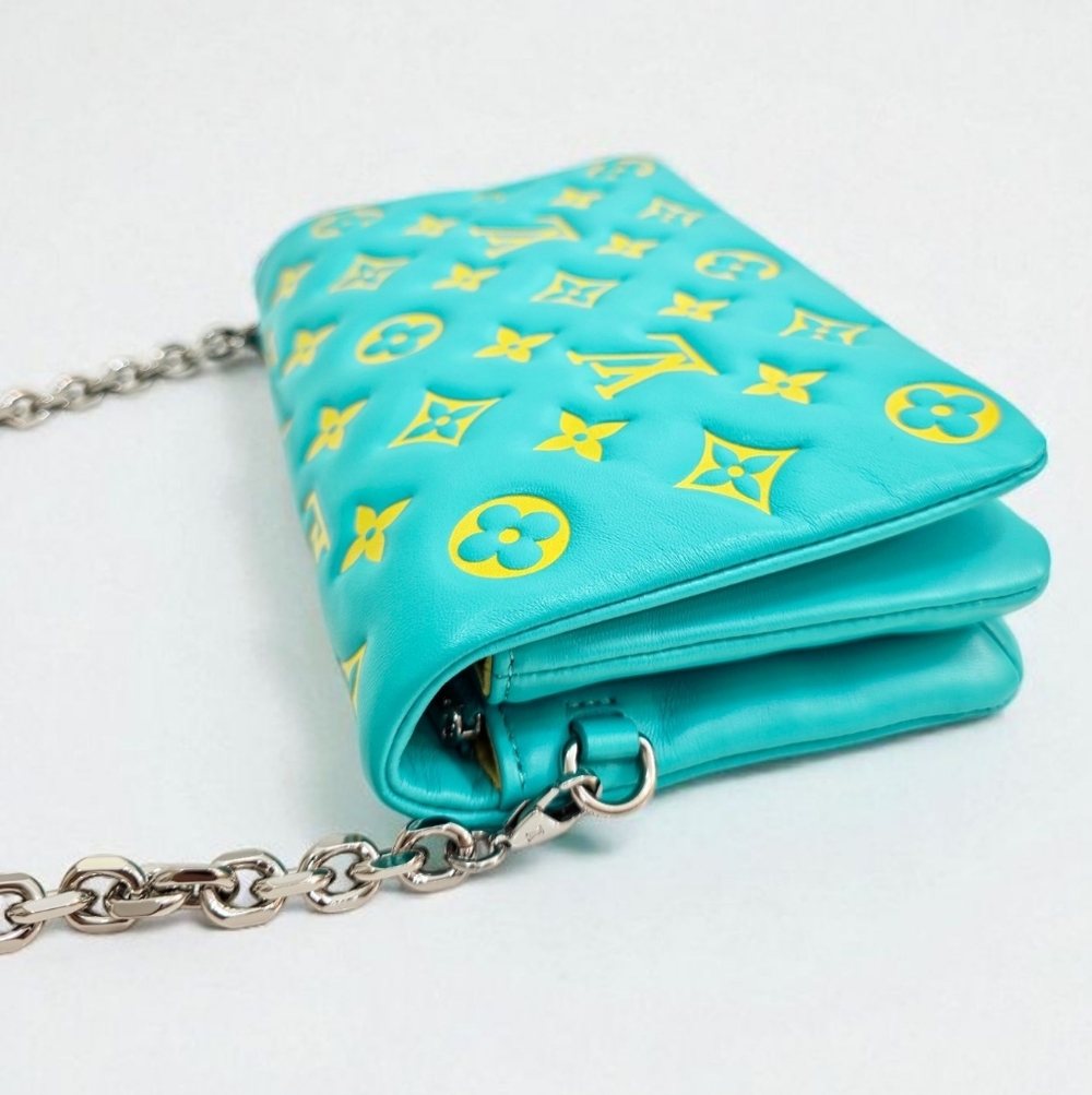 Louis Vuitton Coussin Pochette Mint Turquoise Neon Yellow Crossbody Bag - Picture 5 of 15